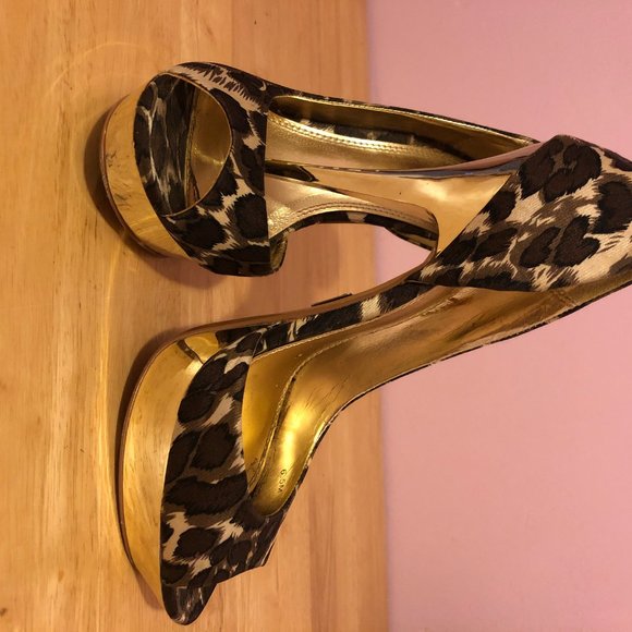 unique vintage style Leopard print gold platform - Picture 8 of 13